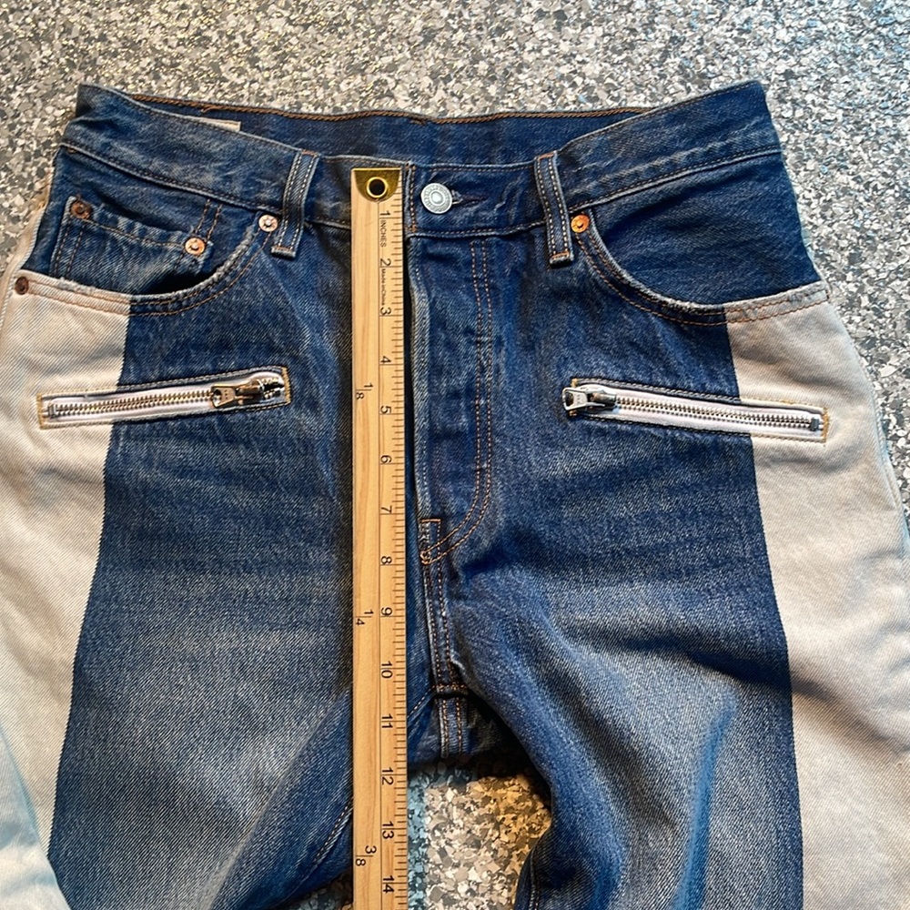 Levi tri-color color block button fly 501 straight jeans - Picture 5 of 8